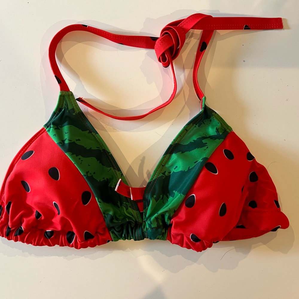 Watermelon Print Triangle Bikini Top